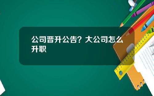 公司晋升公告？大公司怎么升职