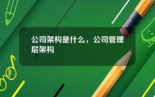 公司架构是什么，公司管理层架构