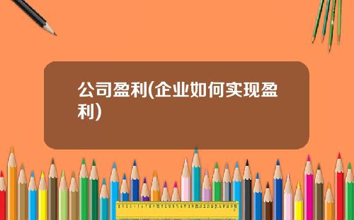 公司盈利(企业如何实现盈利)