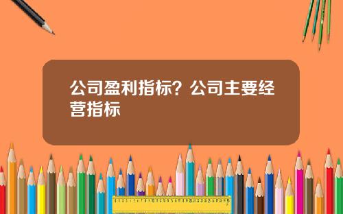 公司盈利指标？公司主要经营指标
