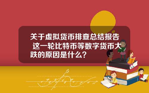 关于虚拟货币排查总结报告 这一轮比特币等数字货币大跌的原因是什么？