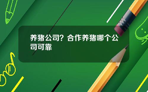 养猪公司？合作养猪哪个公司可靠