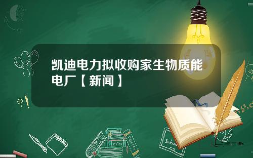 凯迪电力拟收购家生物质能电厂【新闻】