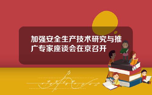 加强安全生产技术研究与推广专家座谈会在京召开