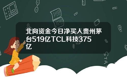 北向资金今日净买入贵州茅台519亿TCL科技375亿