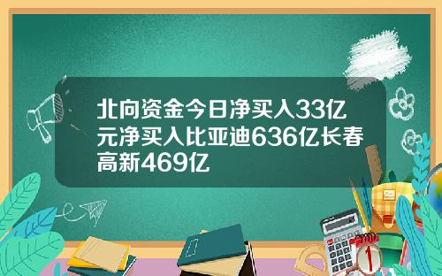 北向资金今日净买入33亿元净买入比亚迪636亿长春高新469亿