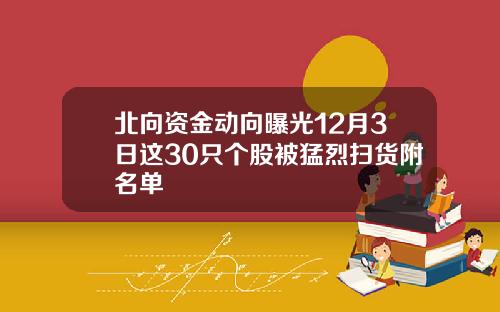 北向资金动向曝光12月3日这30只个股被猛烈扫货附名单