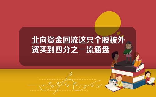 北向资金回流这只个股被外资买到四分之一流通盘