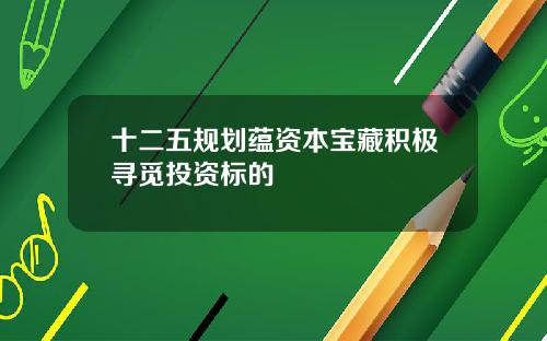十二五规划蕴资本宝藏积极寻觅投资标的