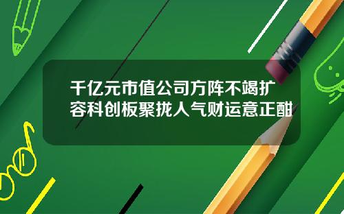 千亿元市值公司方阵不竭扩容科创板聚拢人气财运意正酣