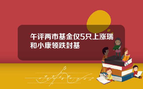 午评两市基金仅5只上涨瑞和小康领跌封基