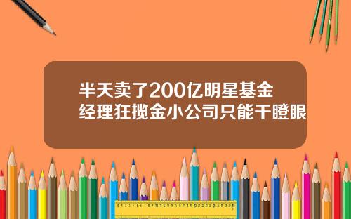 半天卖了200亿明星基金经理狂揽金小公司只能干瞪眼