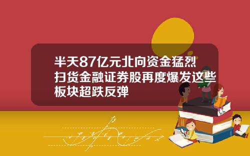 半天87亿元北向资金猛烈扫货金融证券股再度爆发这些板块超跌反弹