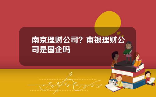 南京理财公司？南银理财公司是国企吗