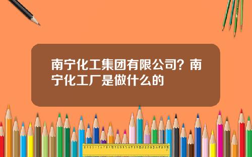 南宁化工集团有限公司？南宁化工厂是做什么的