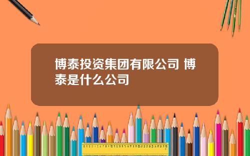 博泰投资集团有限公司 博泰是什么公司