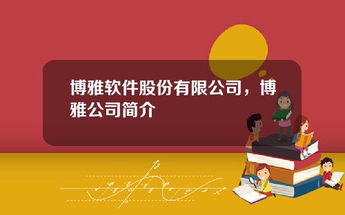博雅软件股份有限公司，博雅公司简介