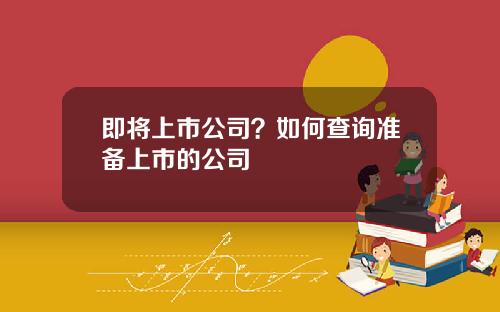 即将上市公司？如何查询准备上市的公司