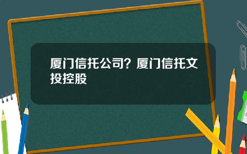 厦门信托公司？厦门信托文投控股
