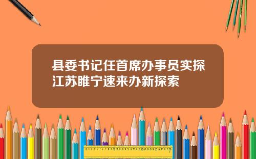 县委书记任首席办事员实探江苏睢宁速来办新探索
