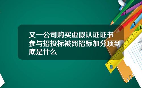 又一公司购买虚假认证证书参与招投标被罚招标加分项到底是什么