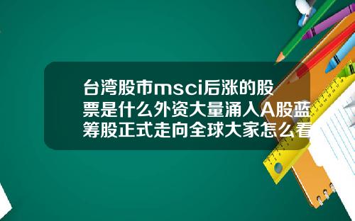 台湾股市msci后涨的股票是什么外资大量涌入A股蓝筹股正式走向全球大家怎么看