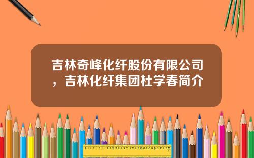 吉林奇峰化纤股份有限公司，吉林化纤集团杜学春简介
