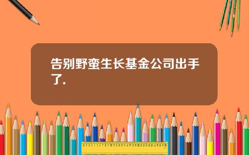 告别野蛮生长基金公司出手了.