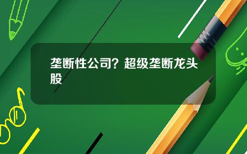 垄断性公司？超级垄断龙头股