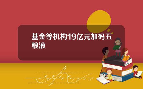 基金等机构19亿元加码五粮液