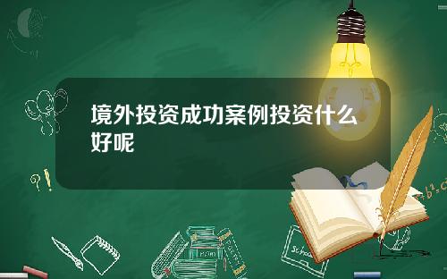 境外投资成功案例投资什么好呢