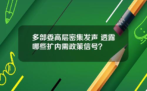 多部委高层密集发声 透露哪些扩内需政策信号？