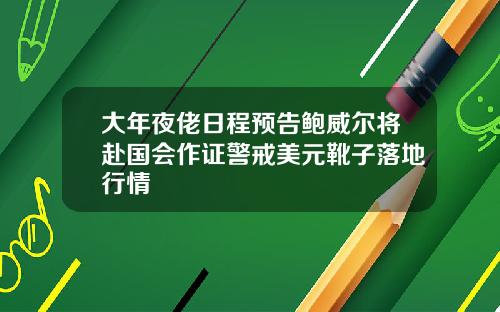大年夜佬日程预告鲍威尔将赴国会作证警戒美元靴子落地行情