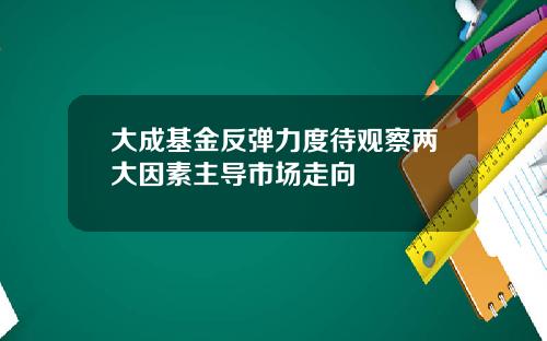 大成基金反弹力度待观察两大因素主导市场走向