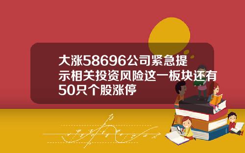 大涨58696公司紧急提示相关投资风险这一板块还有50只个股涨停