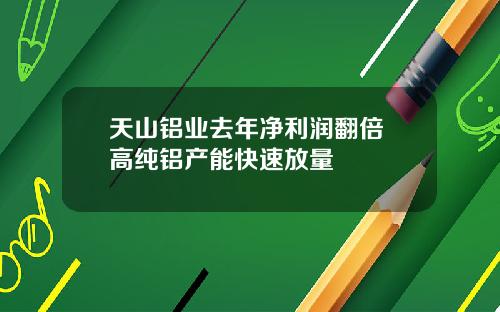 天山铝业去年净利润翻倍 高纯铝产能快速放量