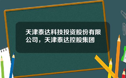 天津泰达科技投资股份有限公司，天津泰达控股集团
