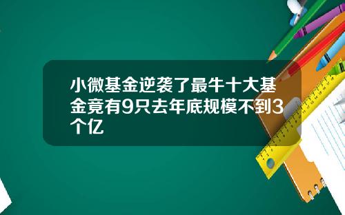 小微基金逆袭了最牛十大基金竟有9只去年底规模不到3个亿