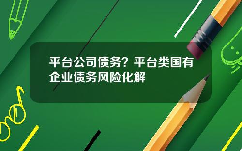 平台公司债务？平台类国有企业债务风险化解