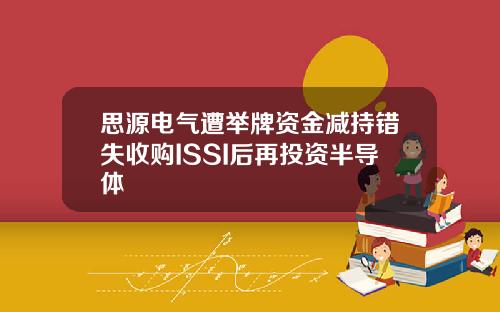 思源电气遭举牌资金减持错失收购ISSI后再投资半导体