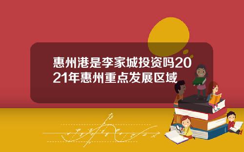 惠州港是李家城投资吗2021年惠州重点发展区域
