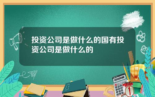 投资公司是做什么的国有投资公司是做什么的