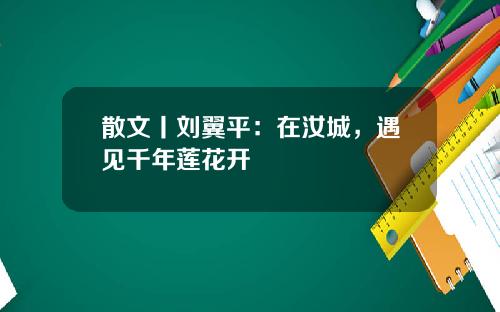 散文丨刘翼平：在汝城，遇见千年莲花开