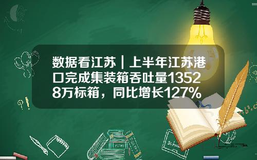 数据看江苏｜上半年江苏港口完成集装箱吞吐量13528万标箱，同比增长127％