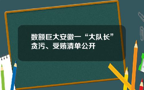 数额巨大安徽一“大队长”贪污、受贿清单公开