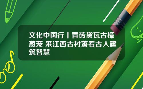 文化中国行丨青砖黛瓦古樟葱茏 来江西古村落看古人建筑智慧