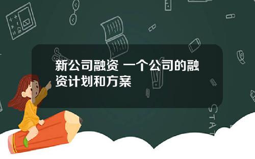 新公司融资 一个公司的融资计划和方案