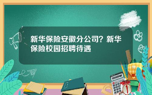 新华保险安徽分公司？新华保险校园招聘待遇