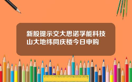 新股提示交大思诺孚能科技山大地纬同庆楼今日申购