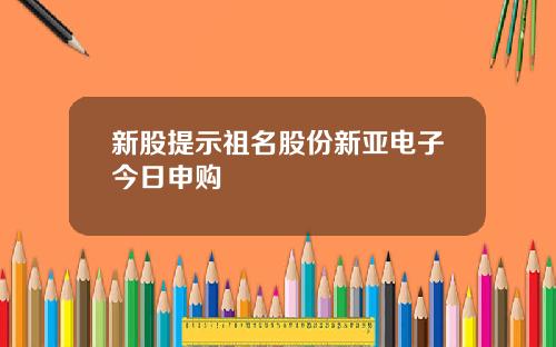 新股提示祖名股份新亚电子今日申购